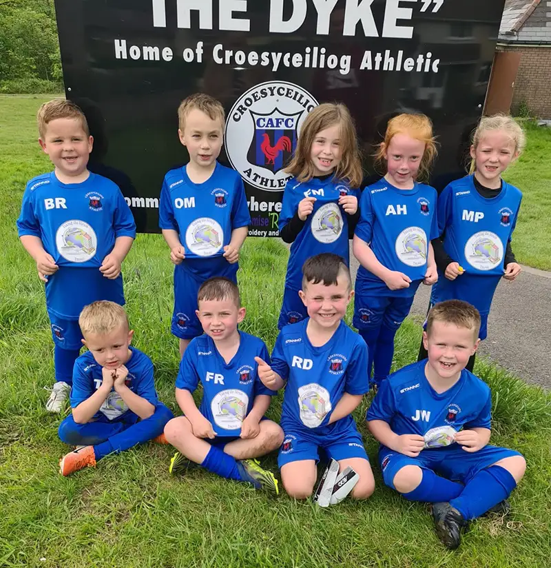 Cwmbran Celtic Advertising Board Croesyceiliog Athletic FC Under 7s Training Kit